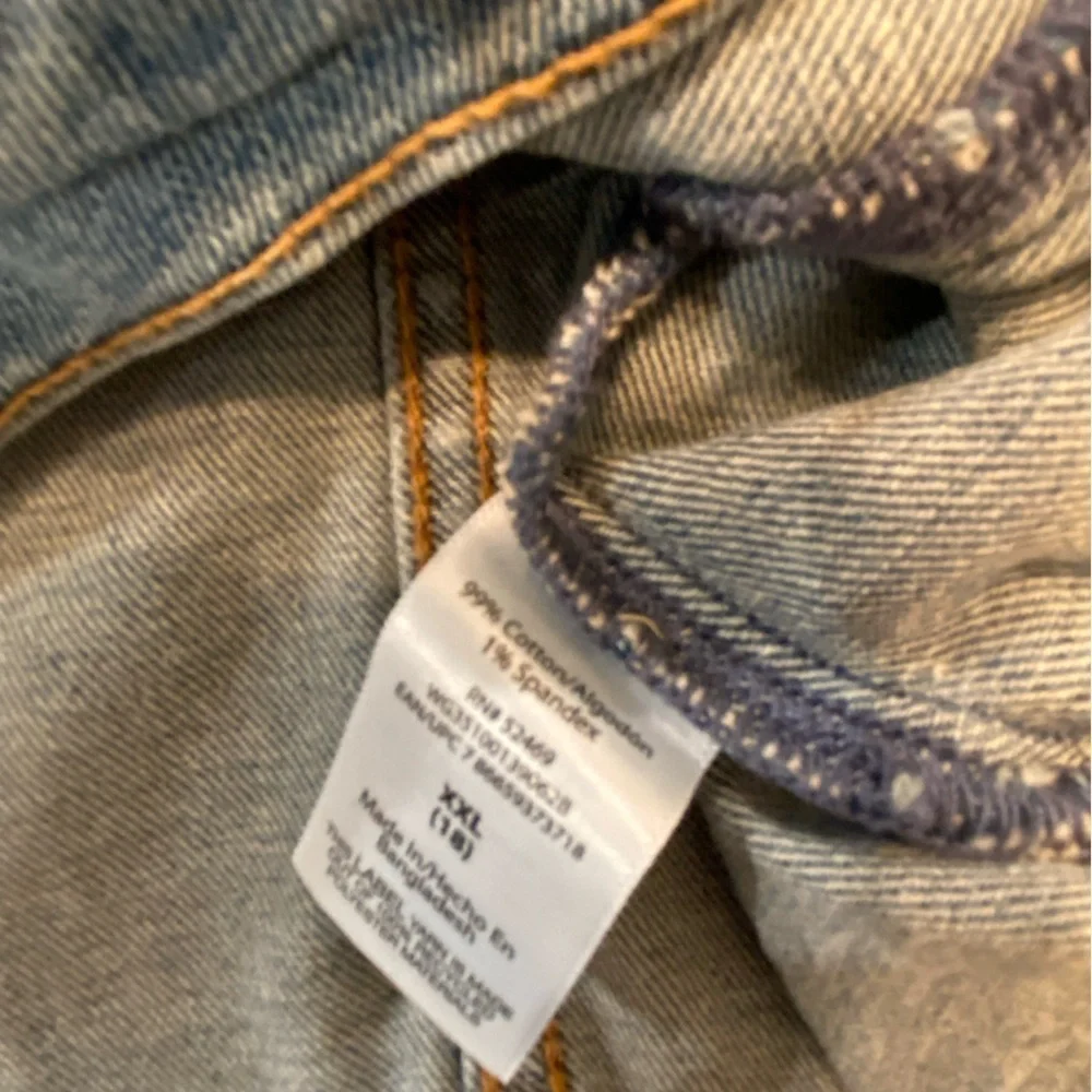 Wonder Nation Girls Size XXL 18 Med Wash Cotton Stretch Distressed Denim Jacket